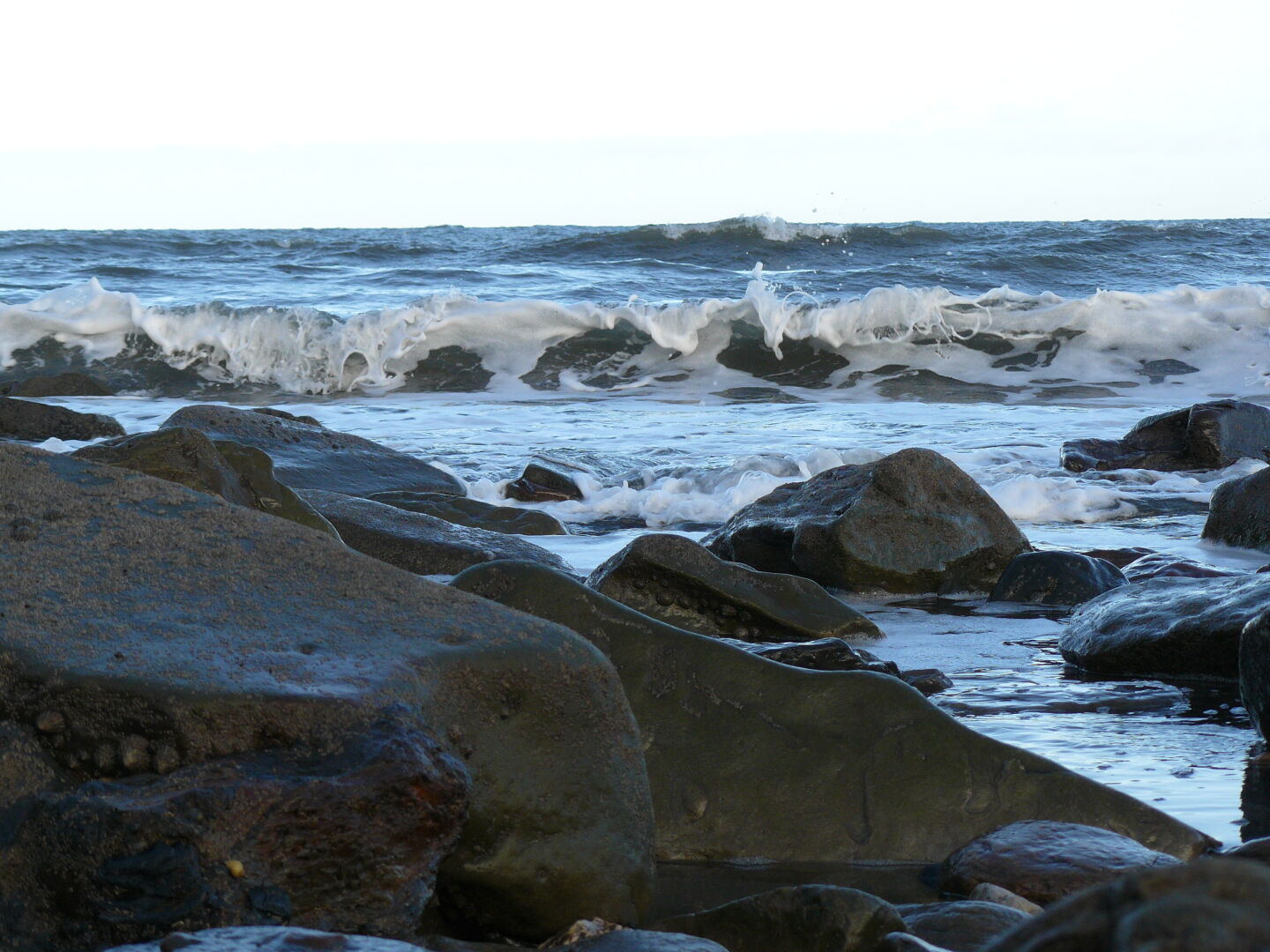 The water is stained darkly with coal dust,