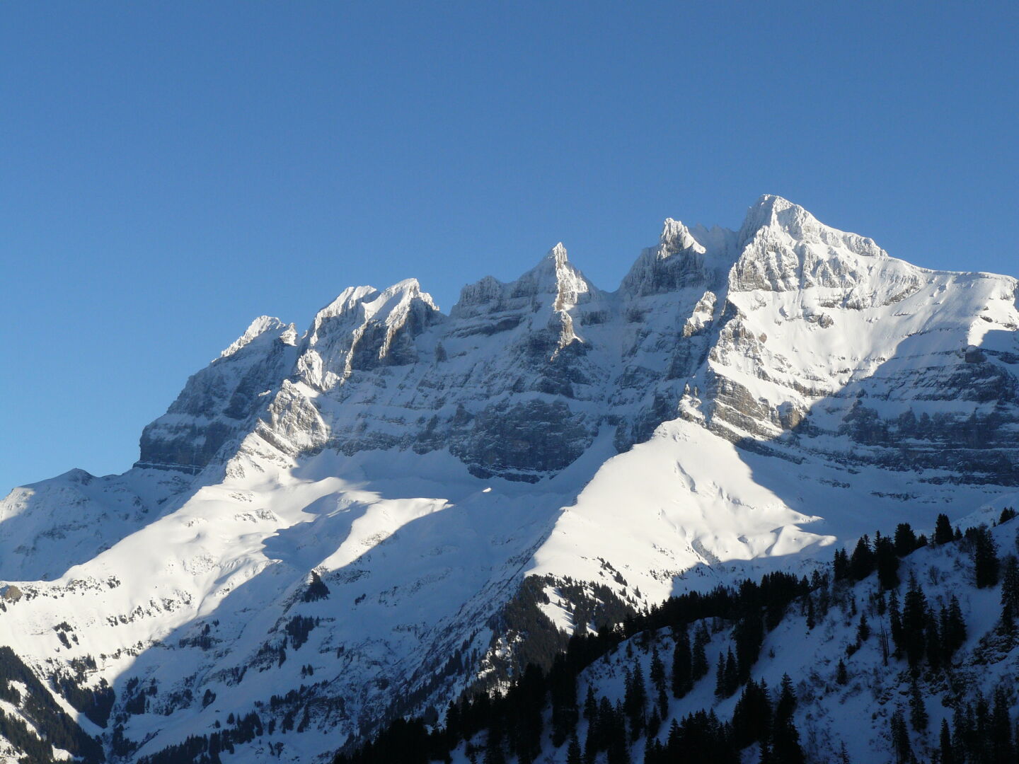 Les Dents du Midi on a sunny day.