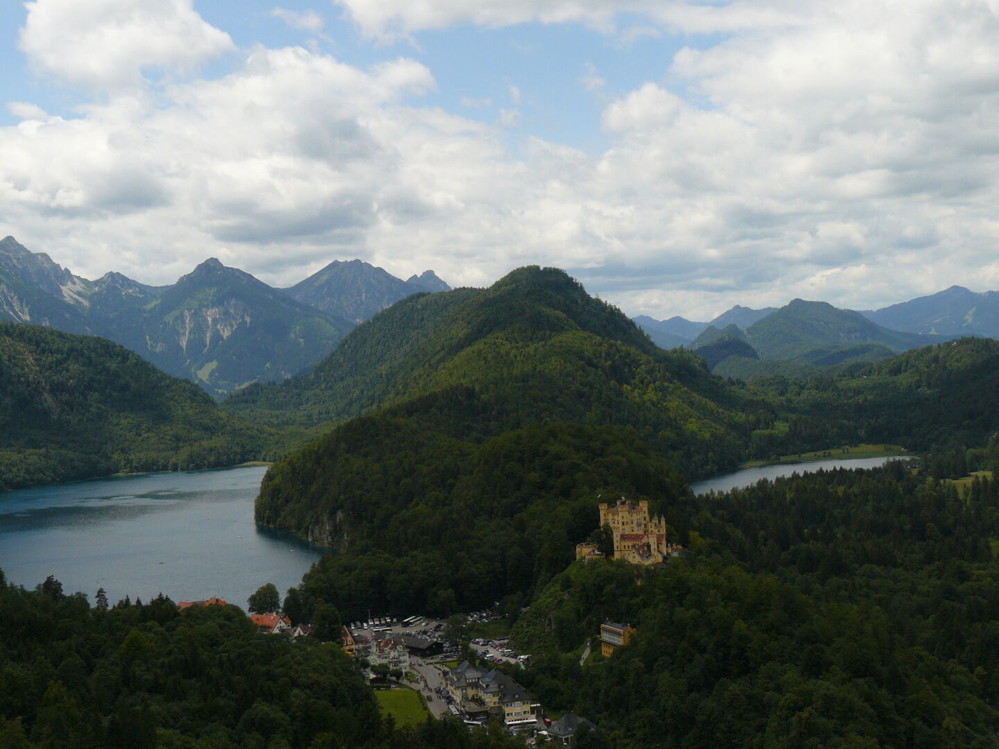 Looking down from Neuschwanstein towards Hohenschwangau.