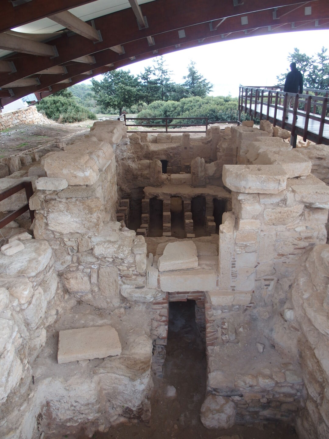 The baths in the nearby temple of Apollon. A pity we couldn&rsquo;t use them -- a hot steam bath would have just been the thing on that day!