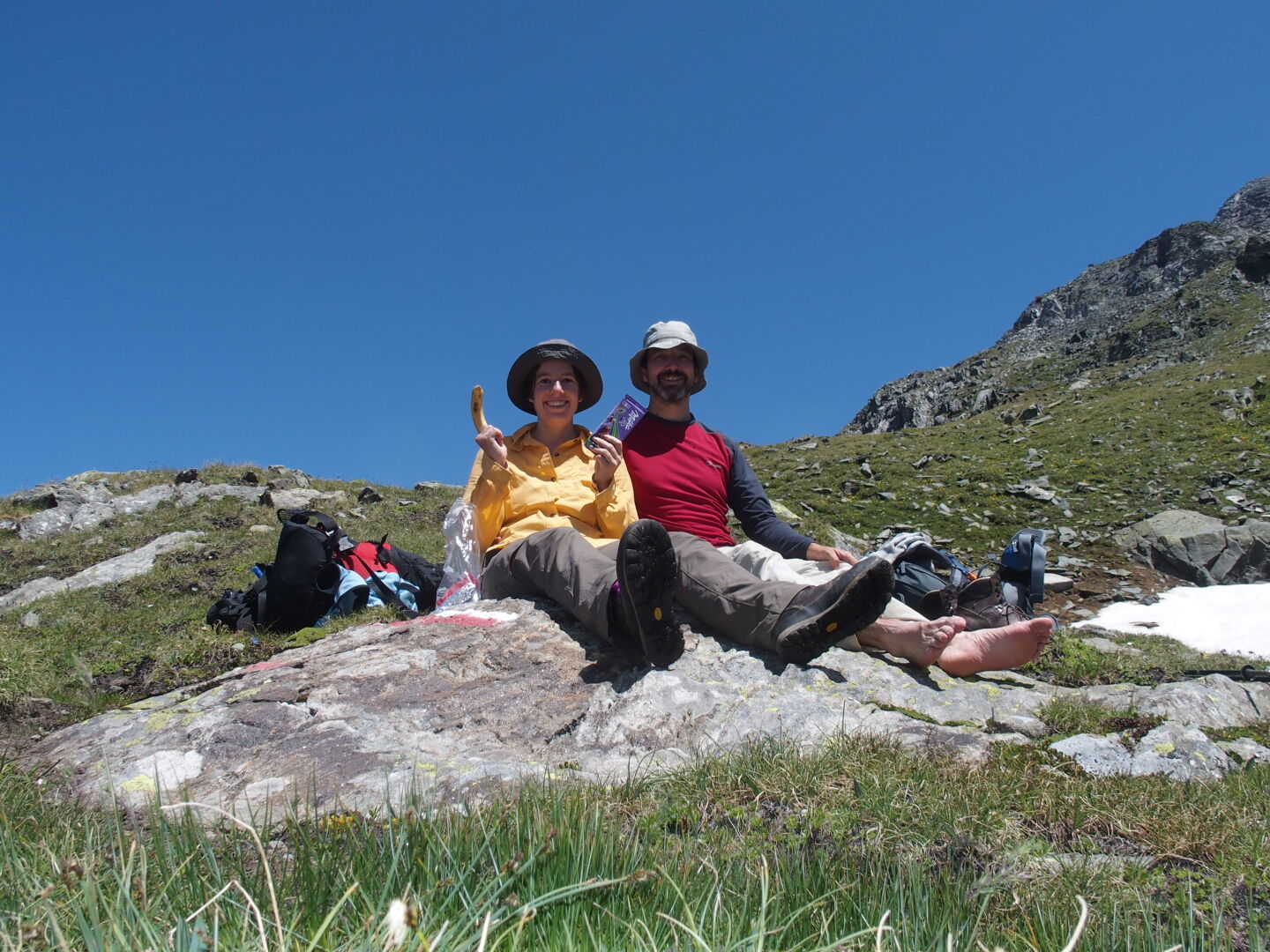 Rast mit Lunchpaket.