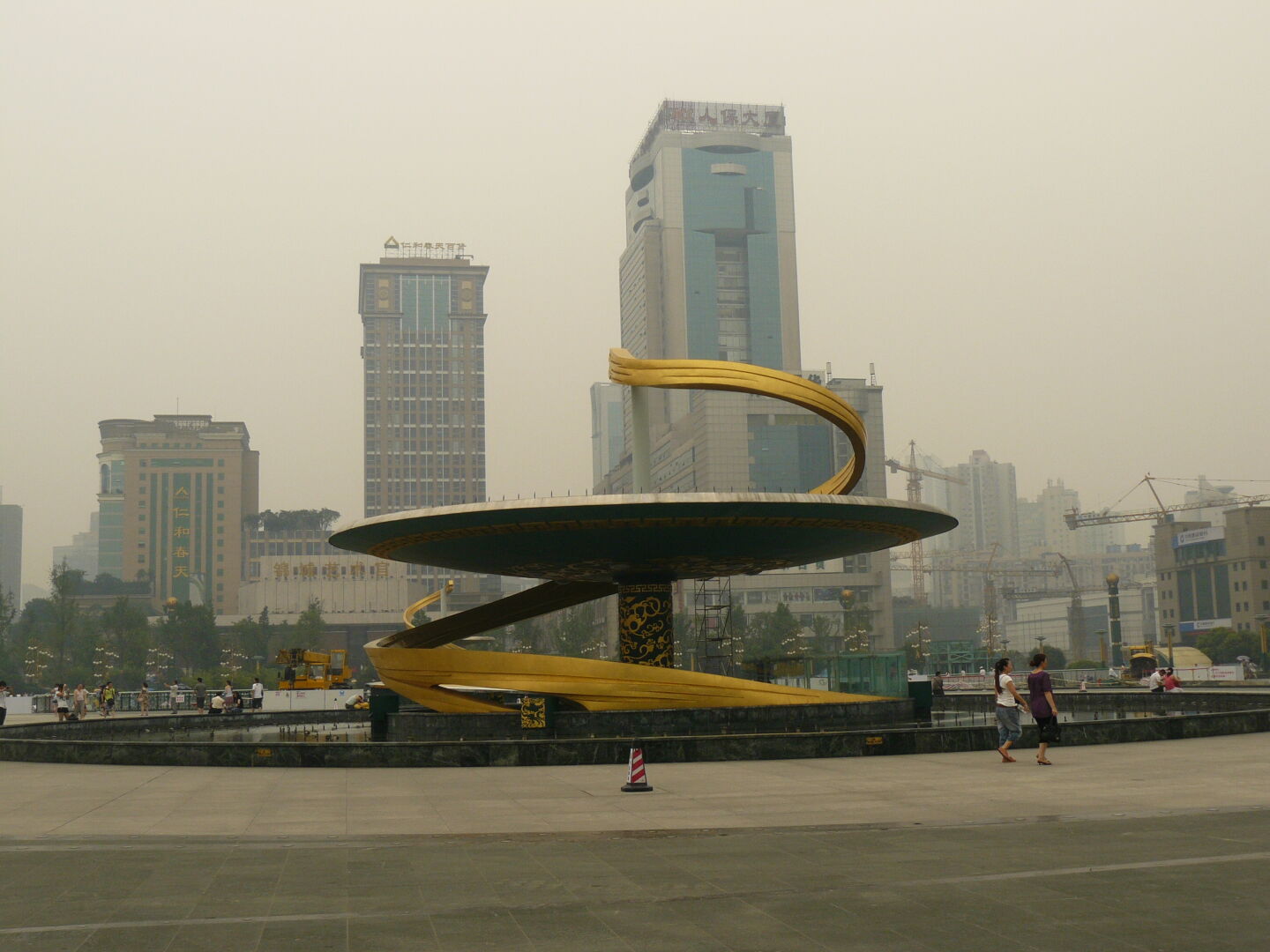 There were some kinds of fountains on the square, but they were not activated. Maybe they switch them on only at night, because they had lots of lamps installed in them.